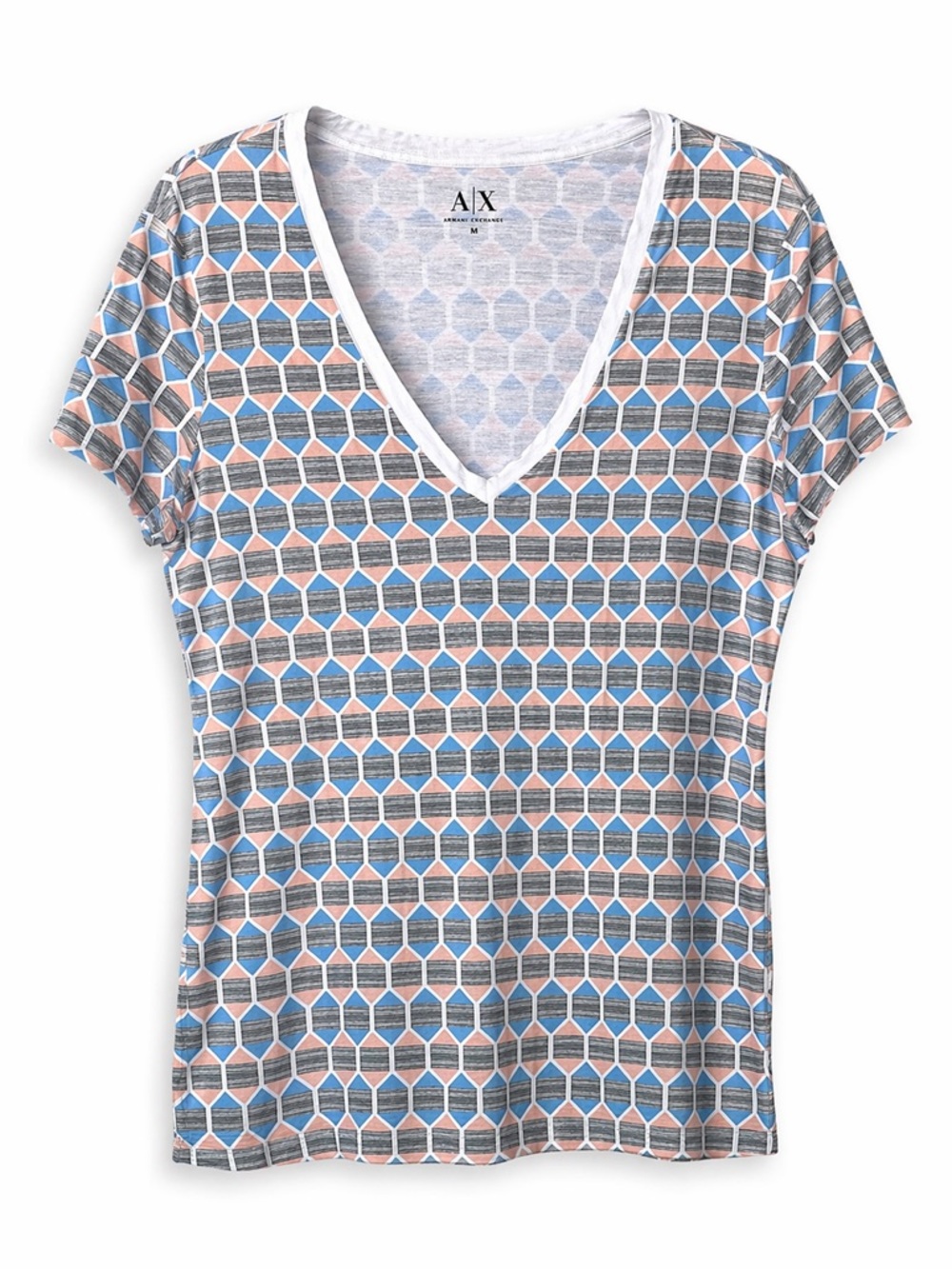 Armani Exchange AX Geometric Print V-Neck Tee Size M